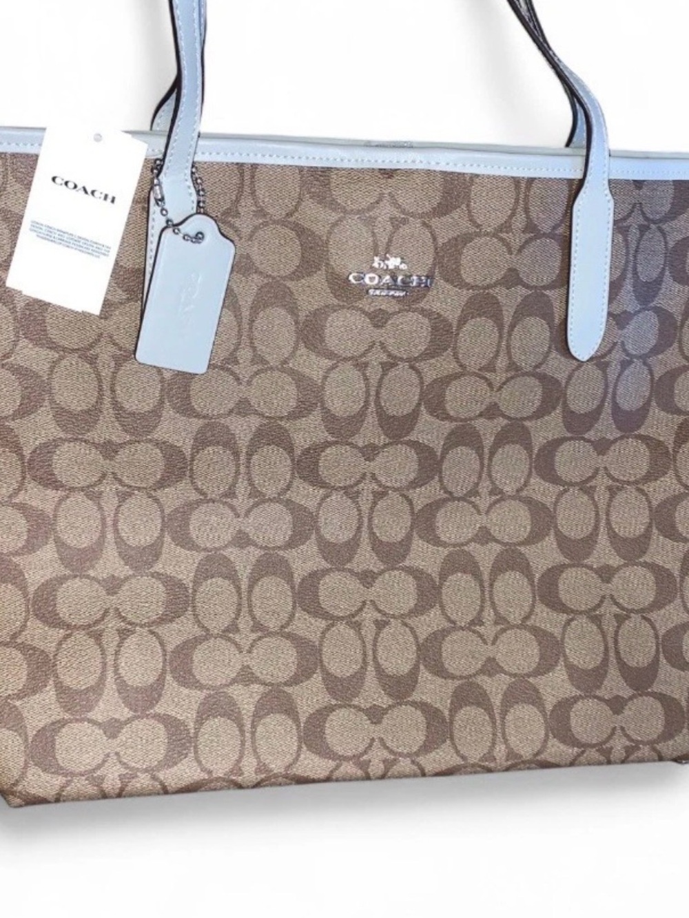 NWT COACH Signature Logo City Large Tote - Khaki Light Sage (WP184) - Picture 10 of 15